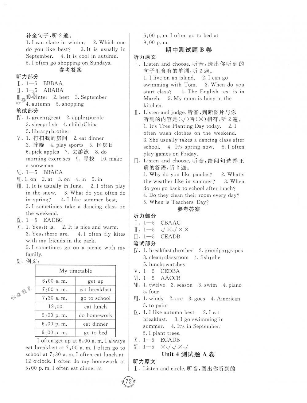 2018年海淀單元測試AB卷五年級英語下冊人教PEP版 第4頁