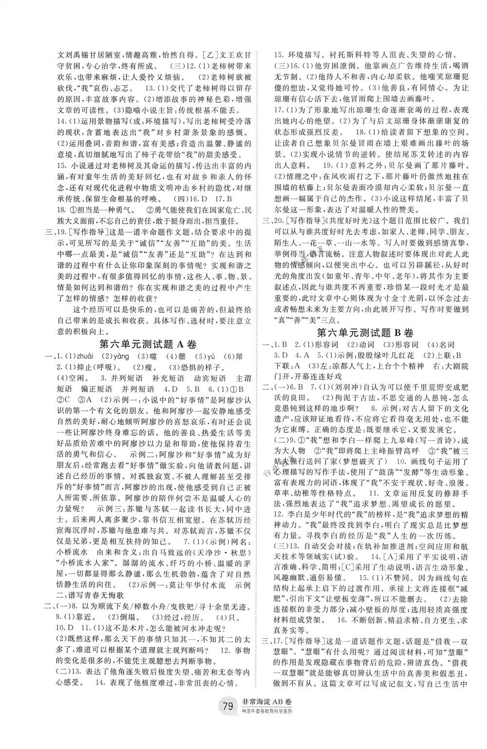 2018年海淀單元測(cè)試AB卷七年級(jí)語(yǔ)文下冊(cè)人教版 第7頁(yè)