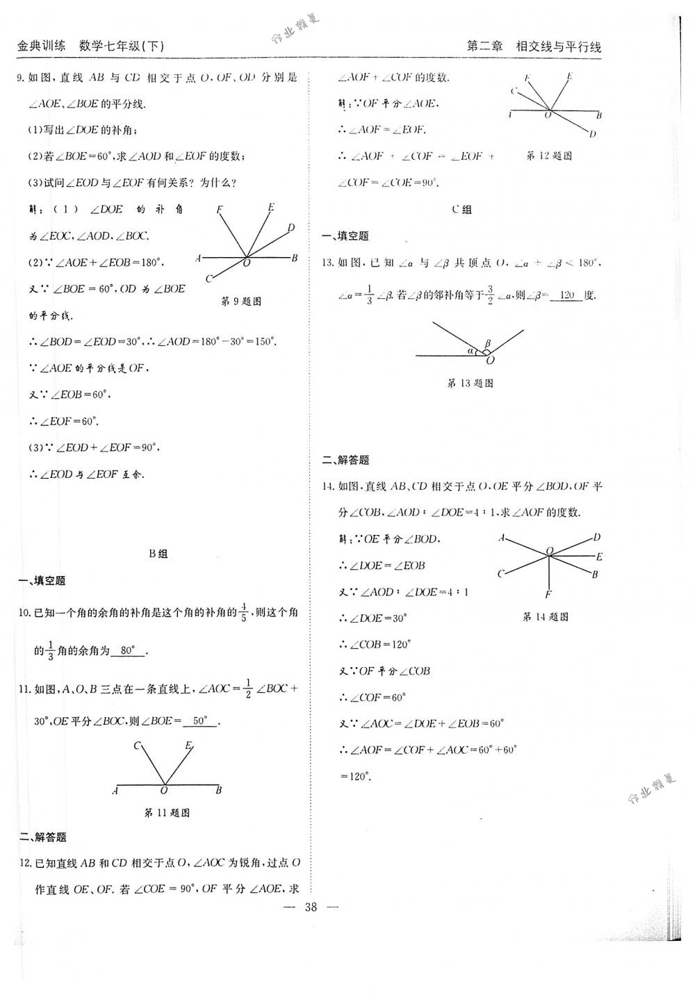 2018年金典训练七年级数学下册北师大版 第38页