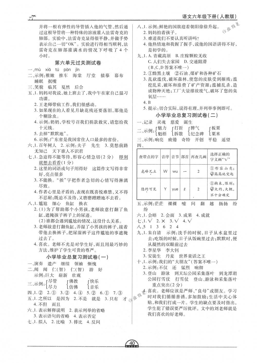 2018年一課一練創(chuàng)新練習六年級語文下冊人教版 第8頁