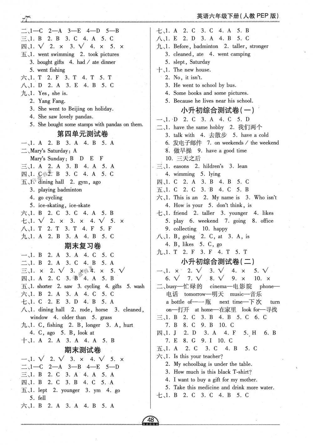 2018年一課一練創(chuàng)新練習(xí)六年級英語下冊人教版 第8頁