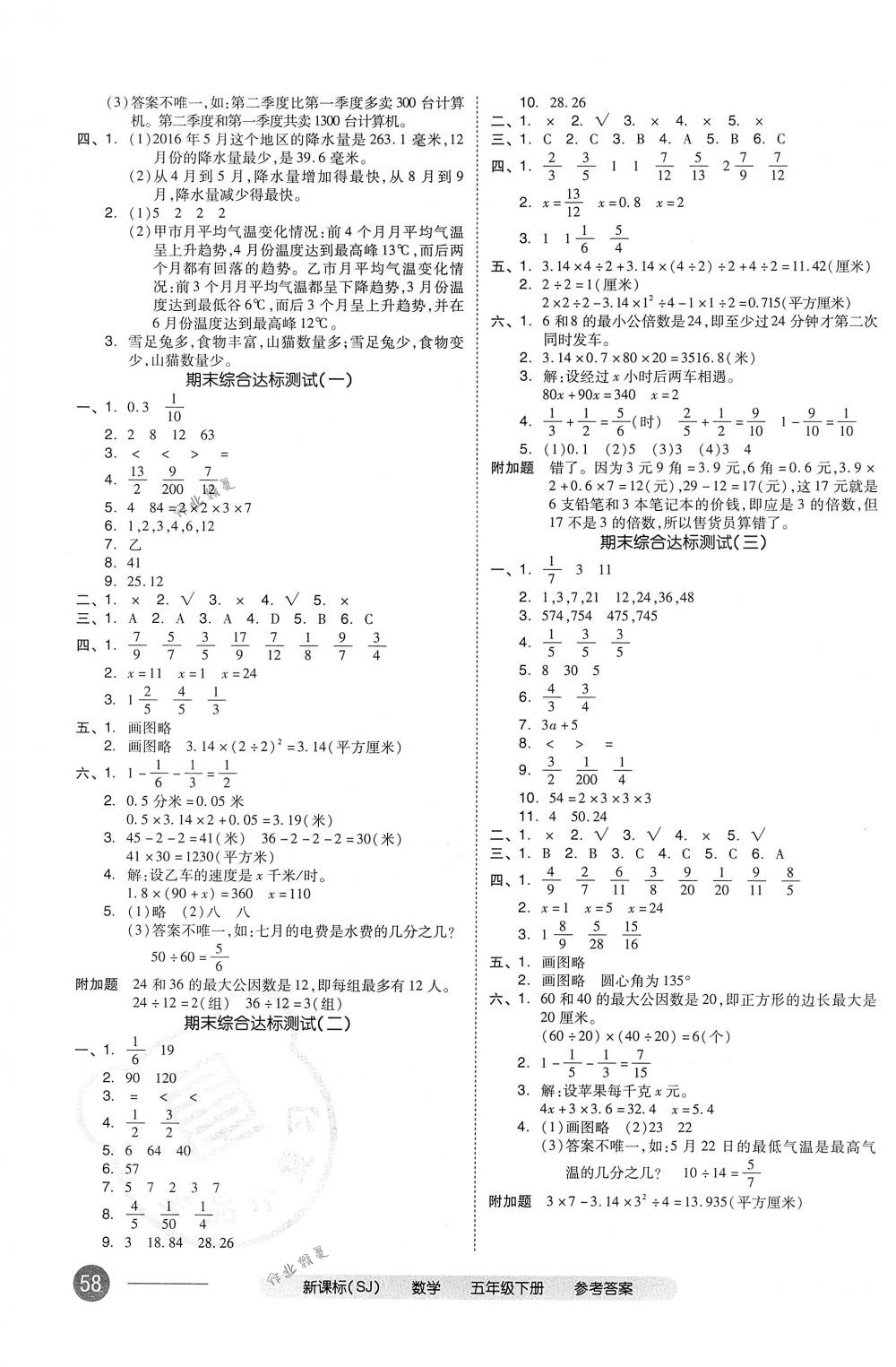 2018年全品小复习五年级数学下册苏教版 第7页