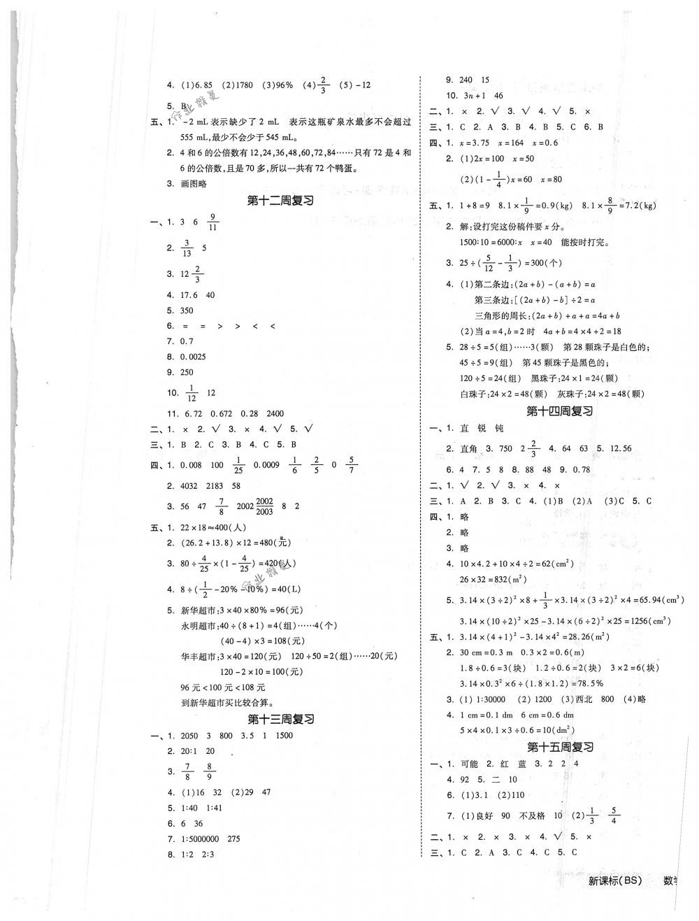 2018年全品小复习六年级数学下册北师大版 第5页