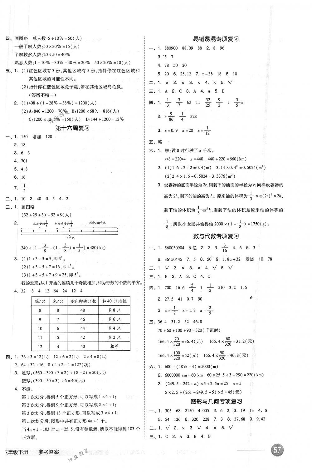 2018年全品小复习六年级数学下册北师大版 第6页