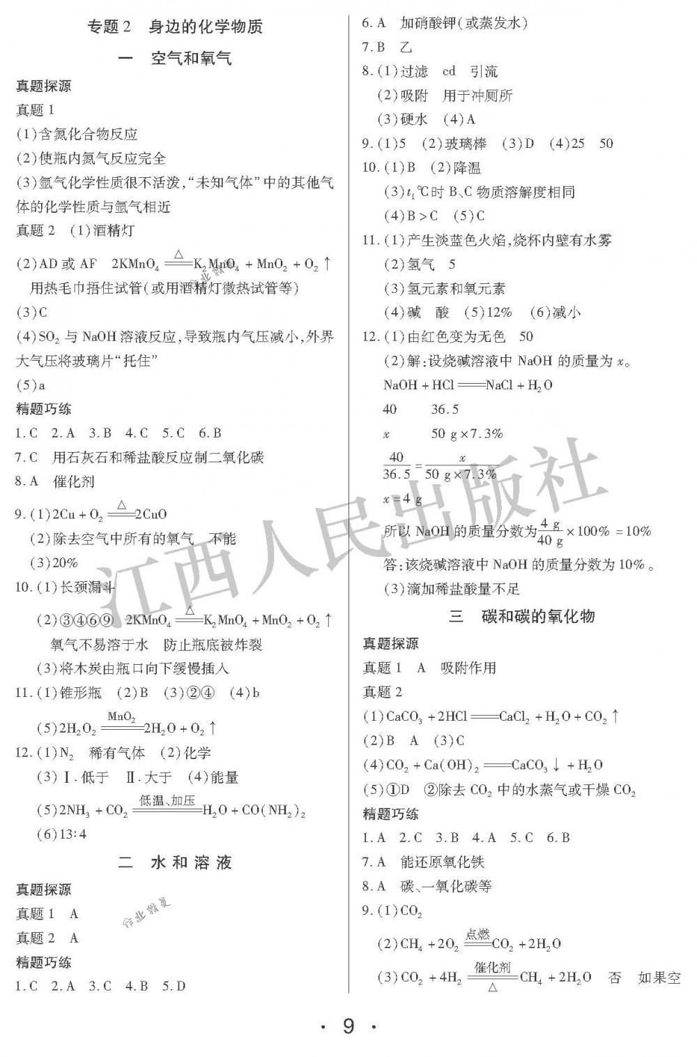 2018年中考新评价九年级化学下册江西人民出版社 第9页