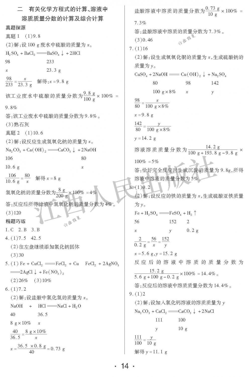 2018年中考新評價(jià)九年級化學(xué)下冊江西人民出版社 第14頁