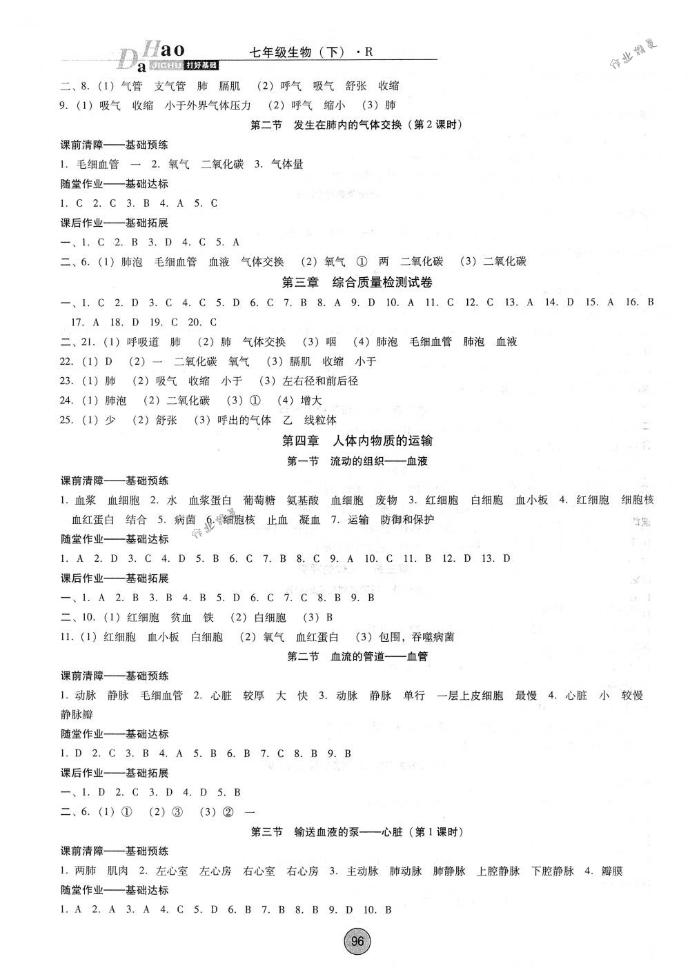 2018年胜券在握打好基础金牌作业本七年级生物下册人教版 第4页