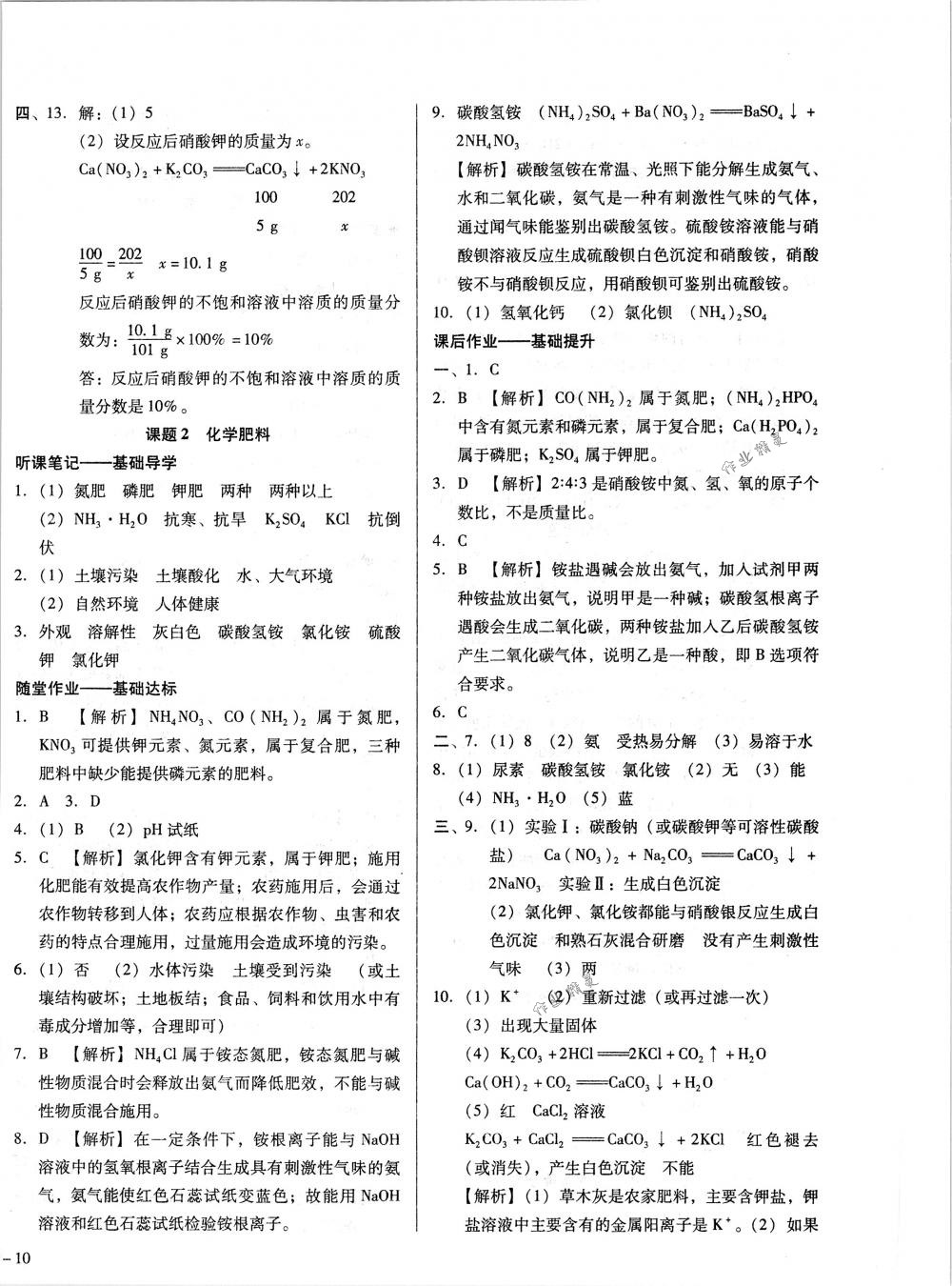 2018年胜券在握打好基础金牌作业本九年级化学下册人教版 第20页