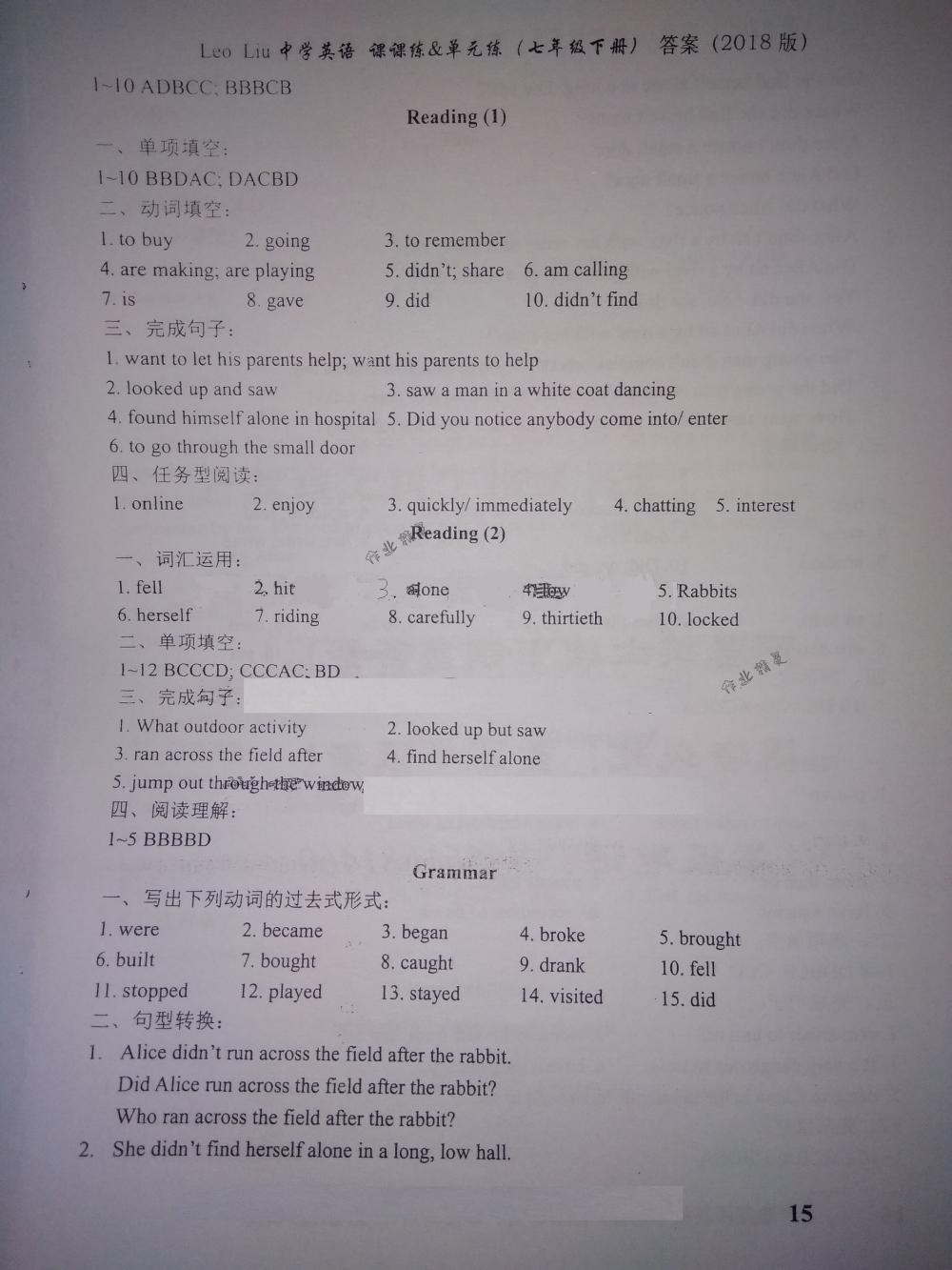 2018年LeoLiu中學英語課課練七年級英語下冊譯林版 第15頁