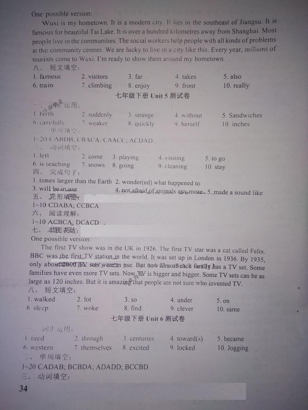 2018年LeoLiu中学英语课课练七年级英语下册译林版 第34页