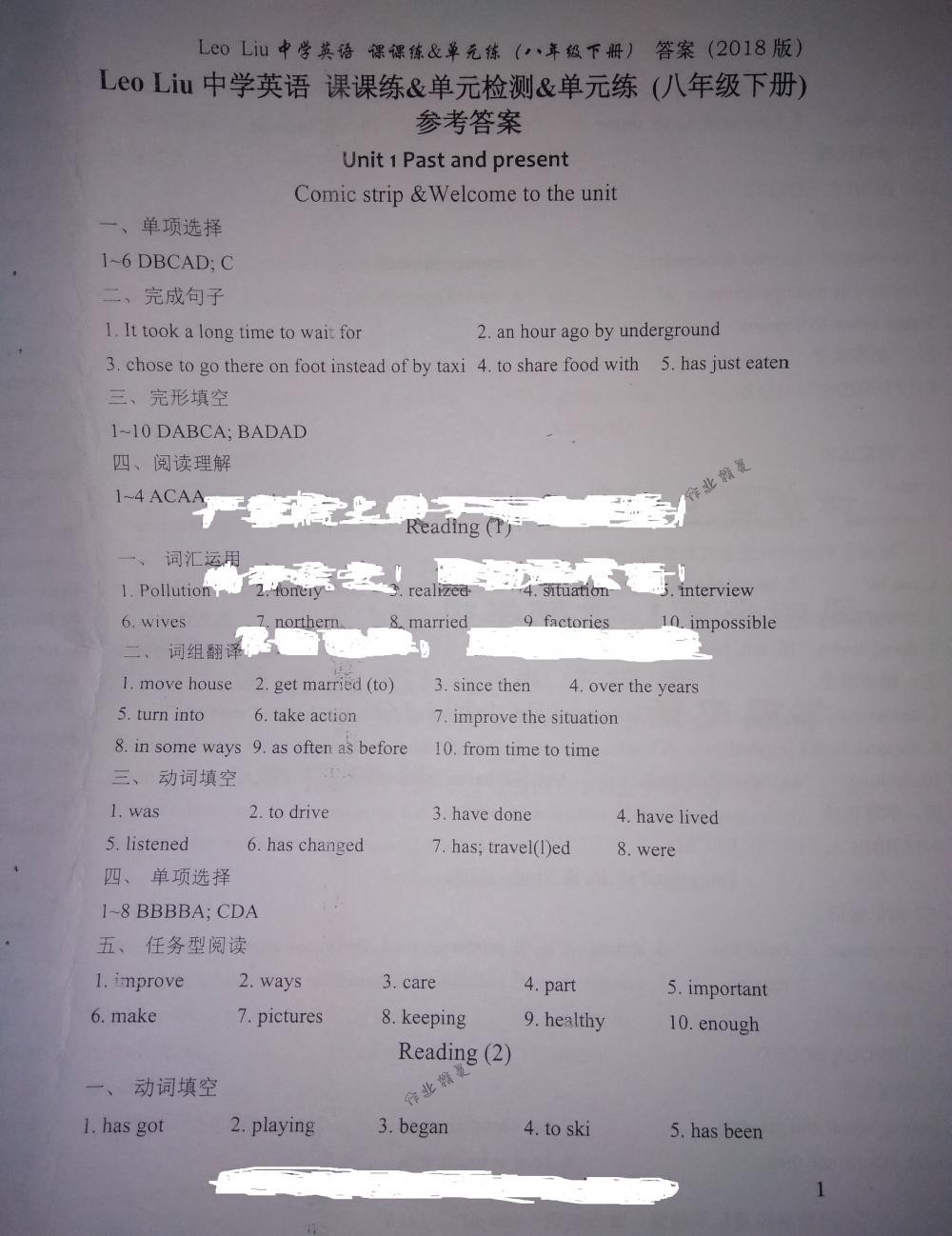 2018年LeoLiu中學(xué)英語(yǔ)課課練八年級(jí)英語(yǔ)下冊(cè)譯林版 第1頁(yè)