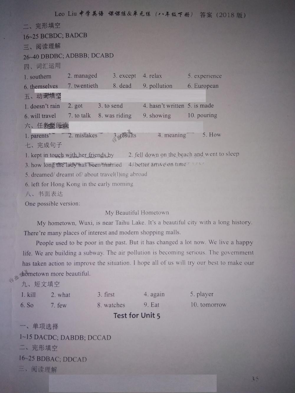 2018年LeoLiu中学英语课课练八年级英语下册译林版 第35页