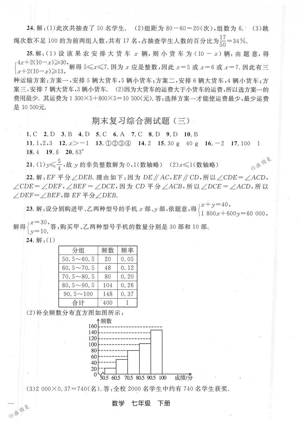 2018年同步轻松练习七年级数学下册人教版 第23页