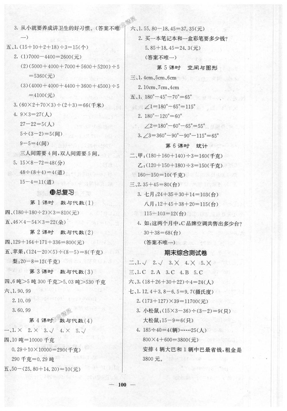 2018年課堂點(diǎn)睛四年級數(shù)學(xué)下冊人教版 第8頁