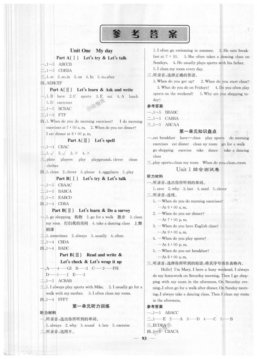 2018年课堂点睛五年级英语下册人教版 第1页