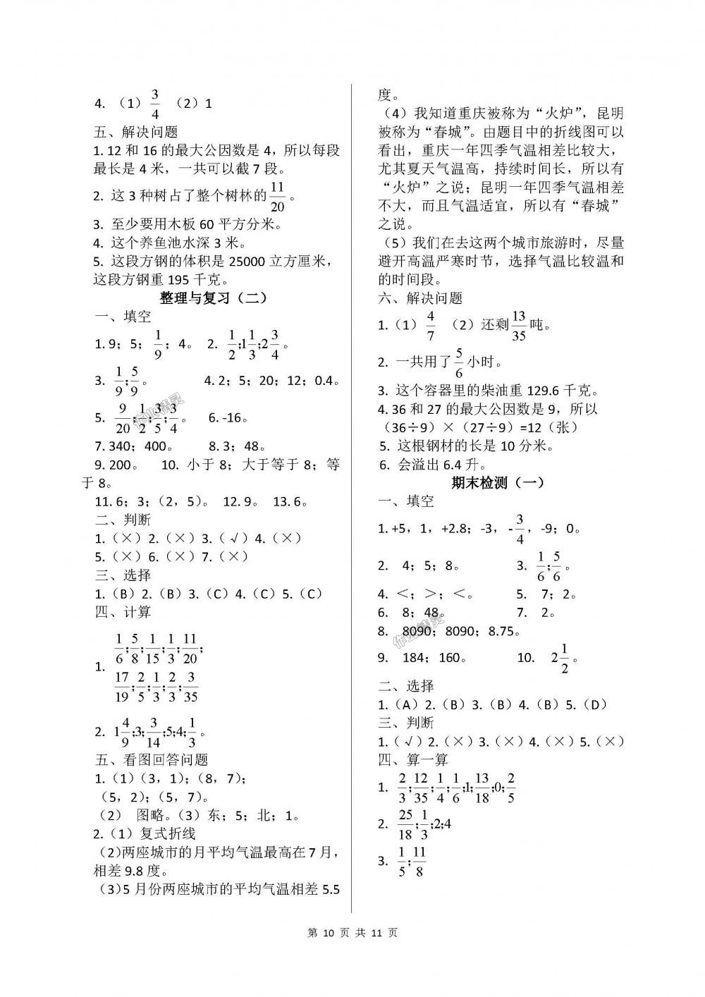 2018年新课堂同步学习与探究五年级数学下册青岛版 第10页