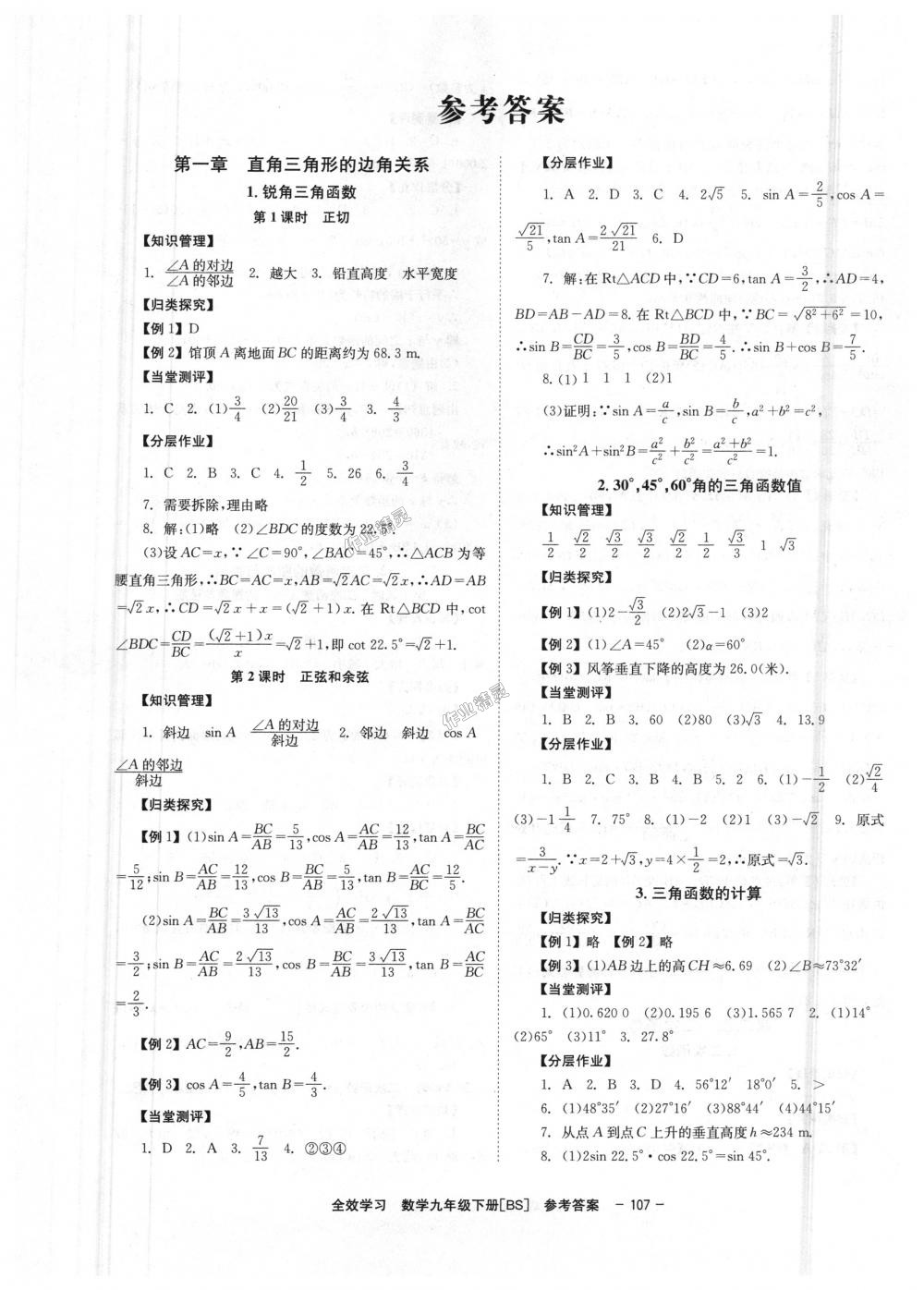 2018年全效學(xué)習(xí)學(xué)業(yè)評(píng)價(jià)方案九年級(jí)數(shù)學(xué)下冊(cè)北師大版 第1頁(yè)