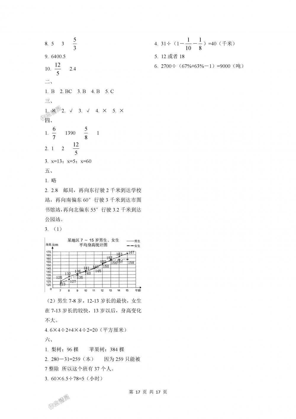 2018年課程基礎訓練六年級數(shù)學下冊人教版湖南少年兒童出版社 第17頁