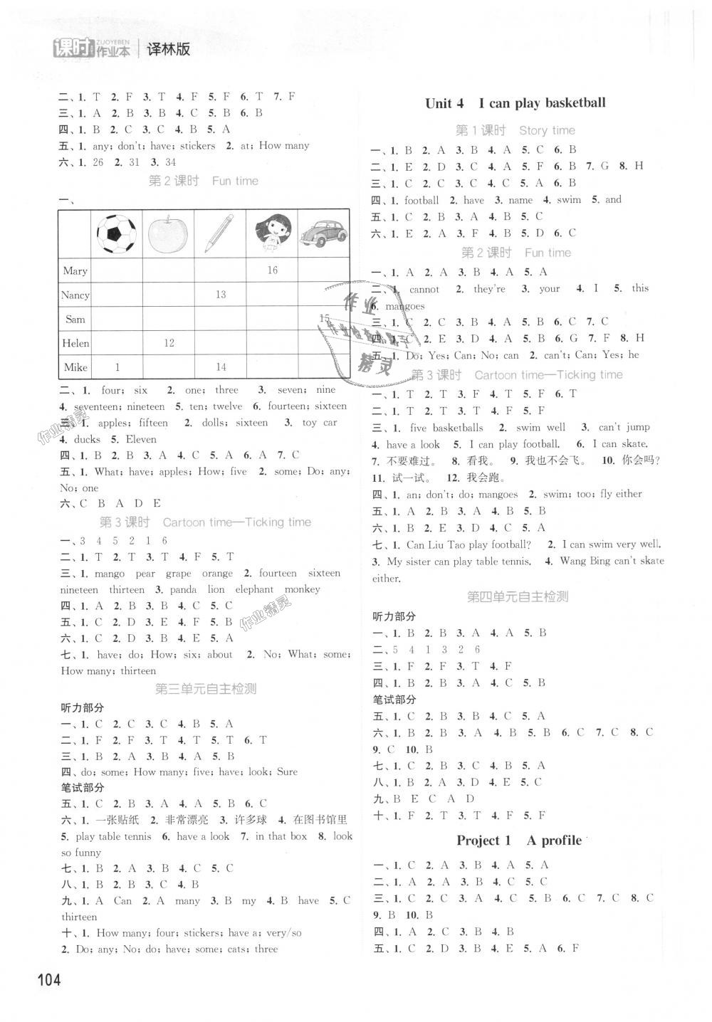 2018年通城学典课时作业本四年级英语上册译林版 第6页