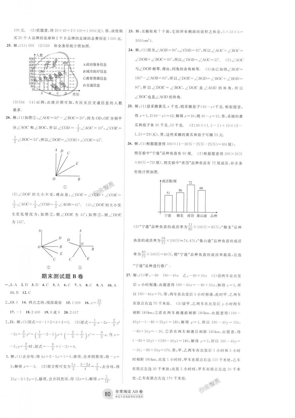 2018年海淀单元测试AB卷七年级数学上册湘教版 第8页