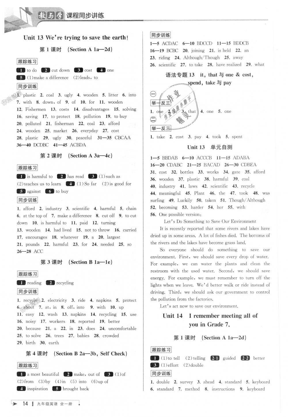 2018年教與學(xué)課程同步講練九年級(jí)英語(yǔ)全一冊(cè)人教新目標(biāo) 第13頁(yè)