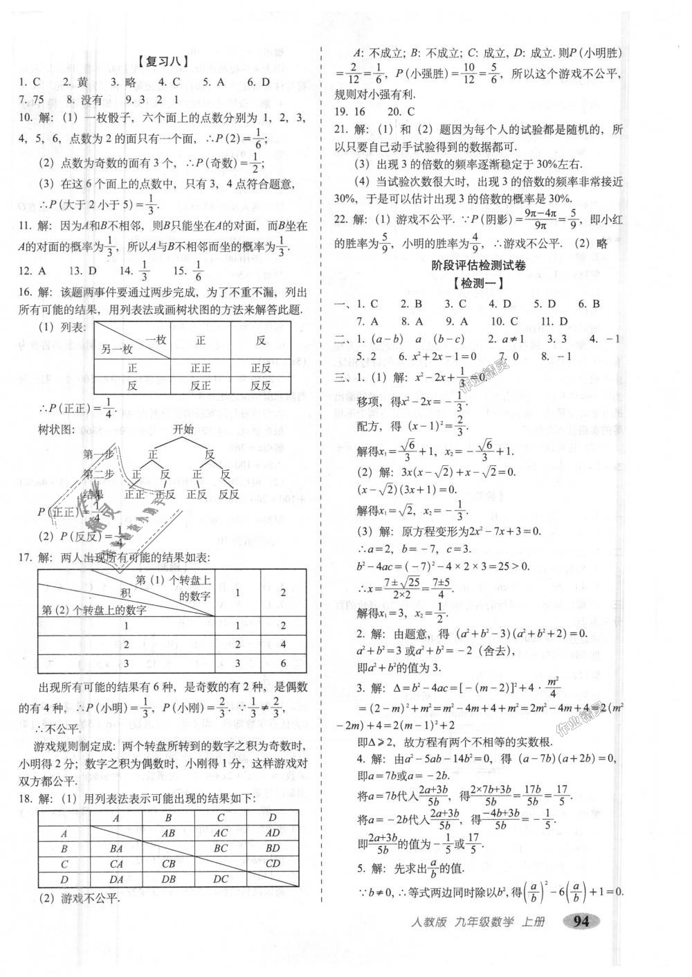 2018年聚能闖關(guān)期末復(fù)習(xí)沖刺卷九年級數(shù)學(xué)上冊人教版 第6頁