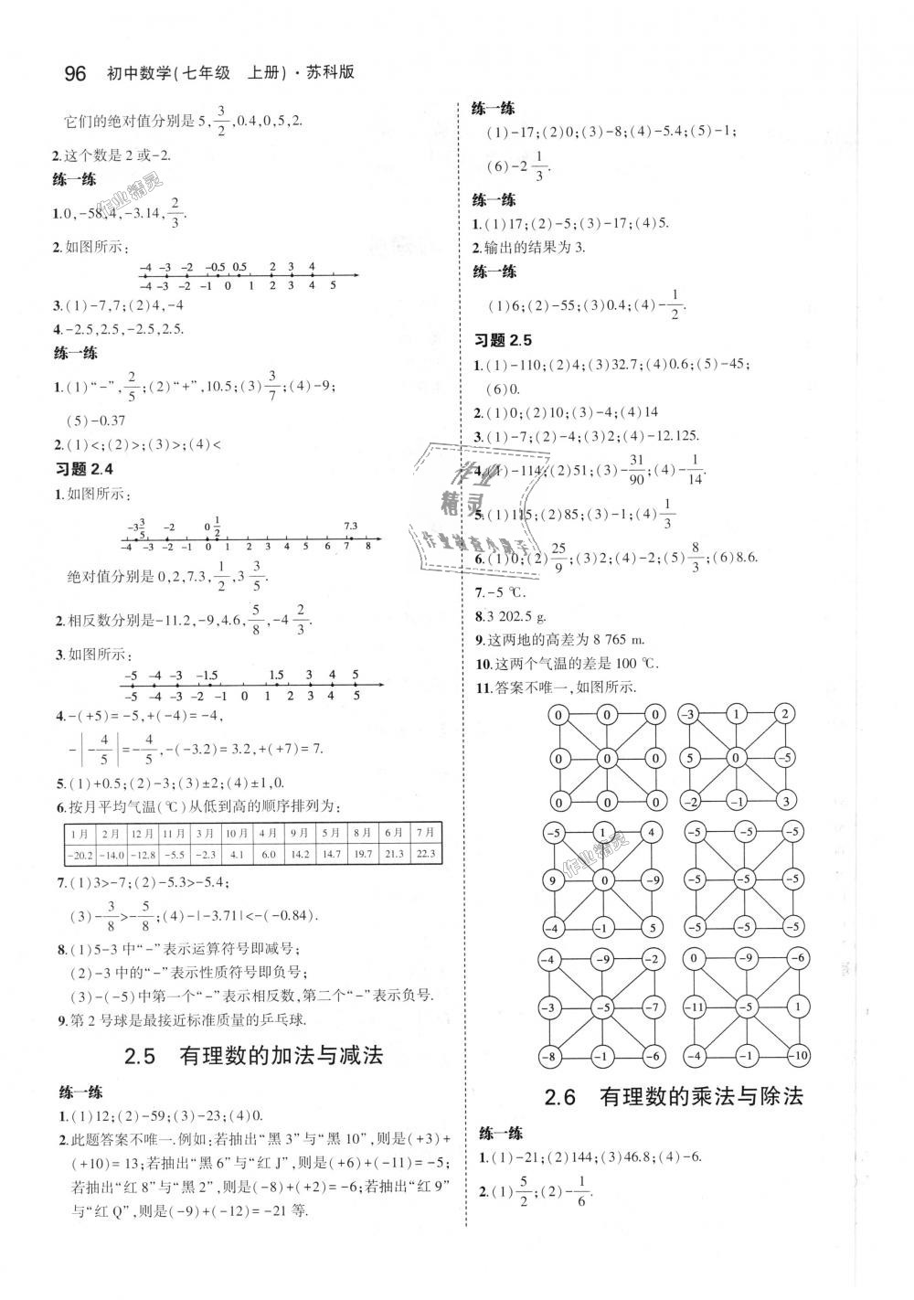 2018年5年中考3年模拟初中数学七年级上册苏科版 第46页