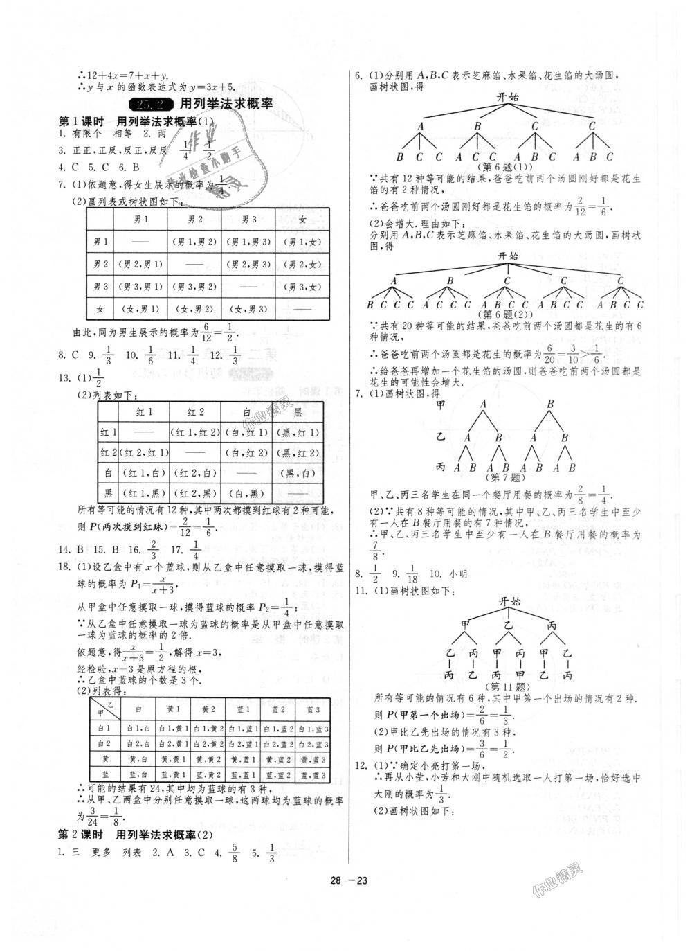 2018年1課3練單元達(dá)標(biāo)測(cè)試九年級(jí)數(shù)學(xué)上冊(cè)人教版 第23頁