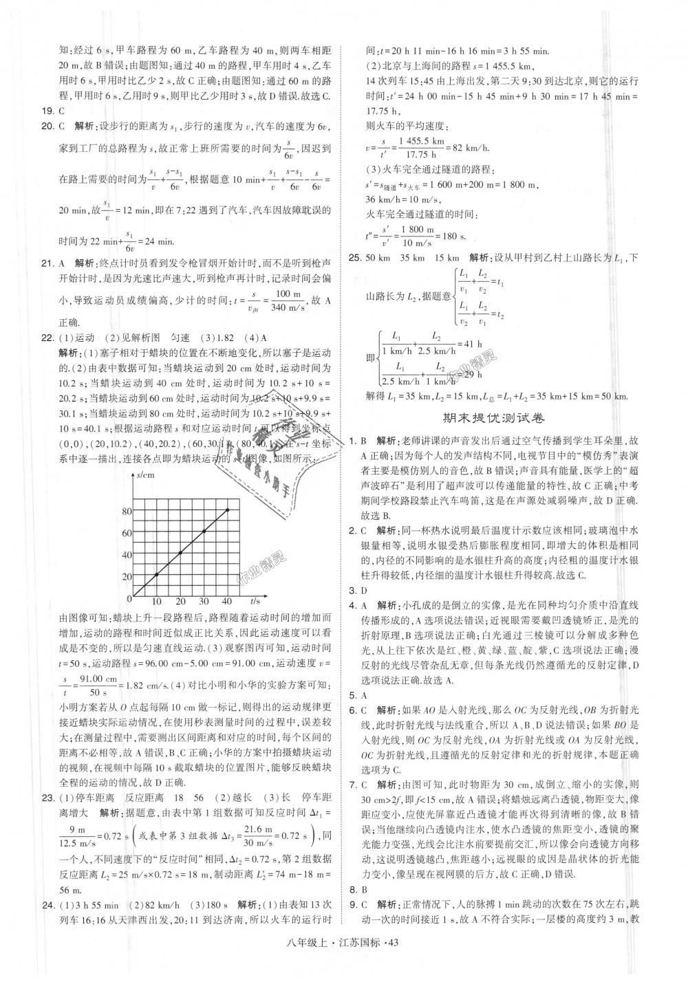 2018年学霸题中题八年级物理上册江苏版 第43页