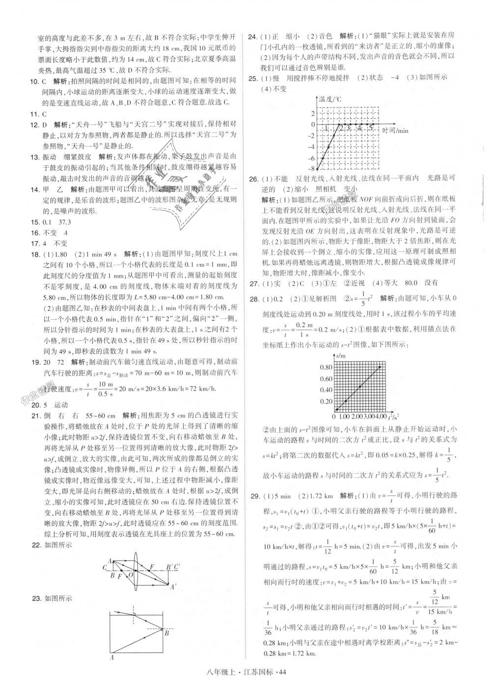 2018年學(xué)霸題中題八年級(jí)物理上冊(cè)江蘇版 第44頁(yè)