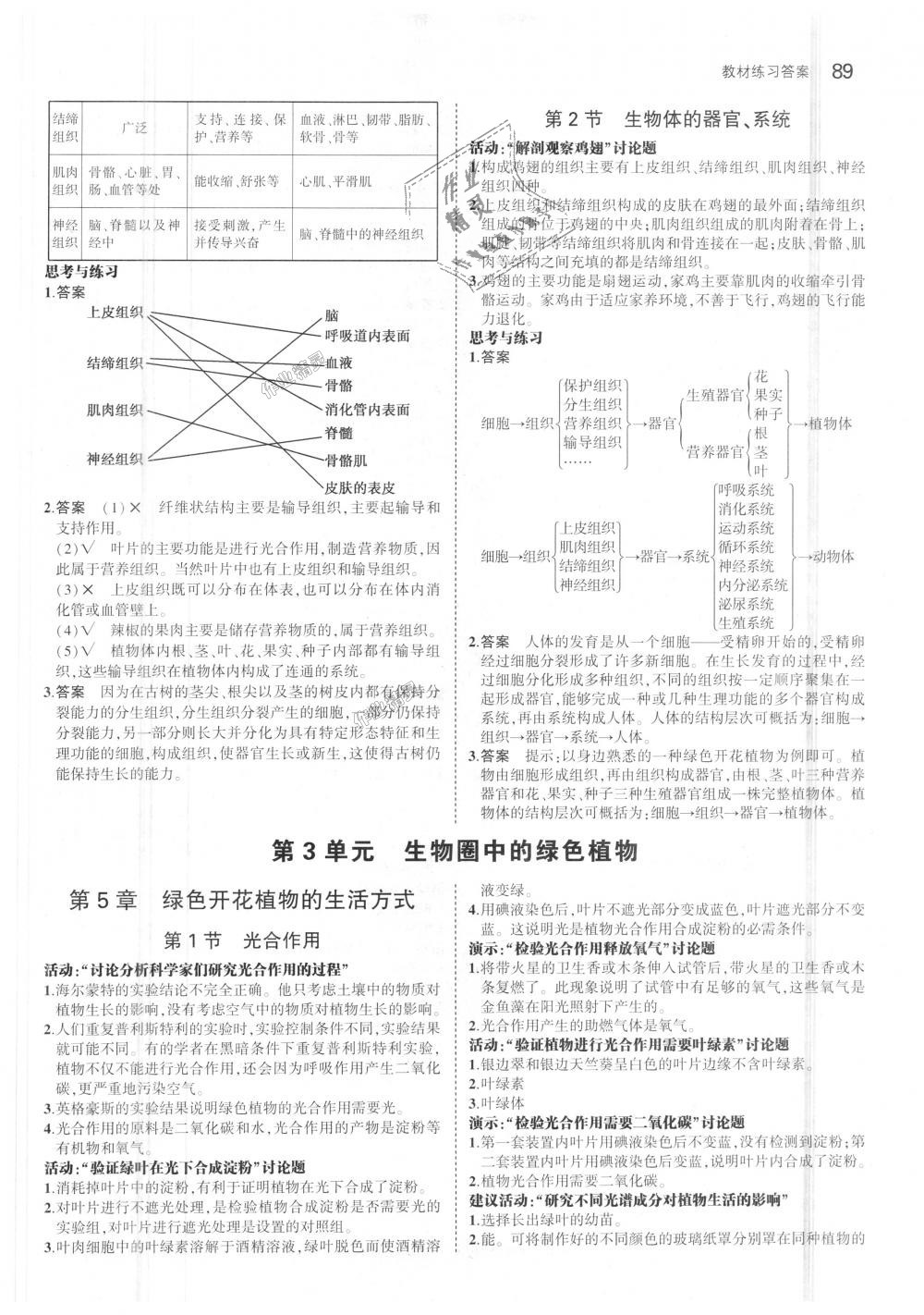 2018年5年中考3年模拟初中生物七年级上册北师大版 第37页