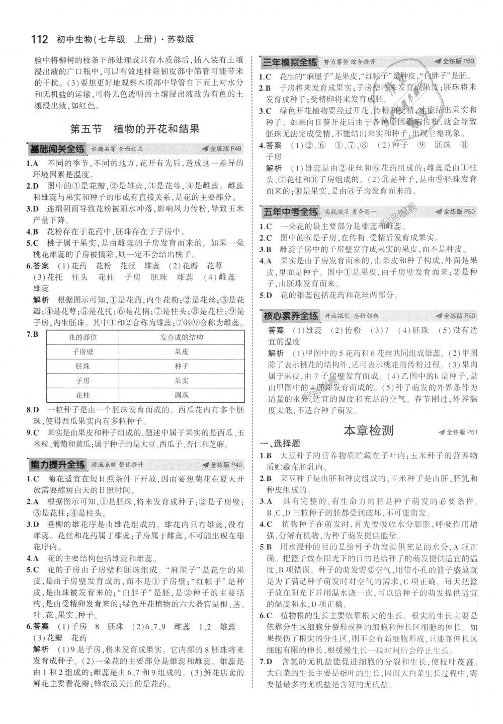 2018年5年中考3年模擬初中生物七年級(jí)上冊(cè)蘇教版 第20頁(yè)