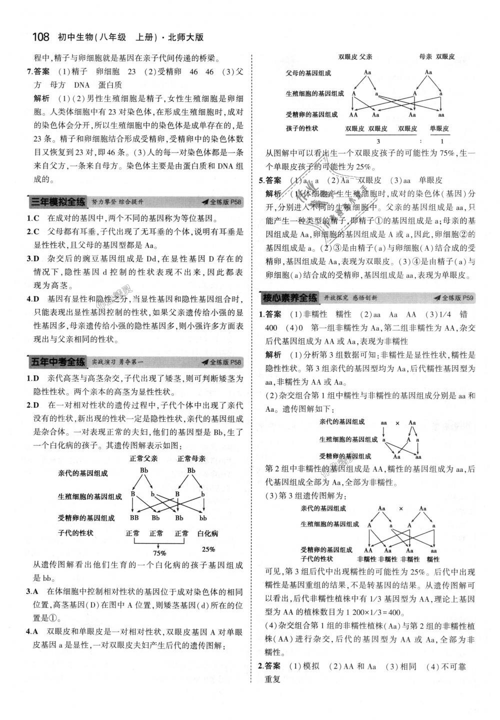 2018年5年中考3年模拟初中生物八年级上册北师大版 第25页