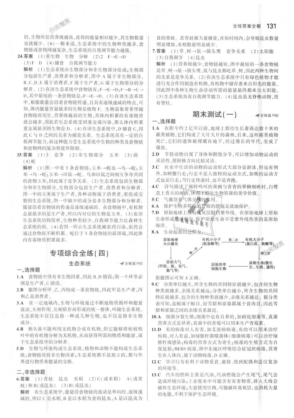 2018年5年中考3年模擬初中生物八年級上冊蘇教版 第32頁