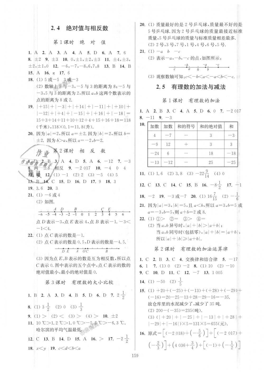 2018年南通小題課時作業(yè)本七年級數(shù)學上冊江蘇版 第3頁