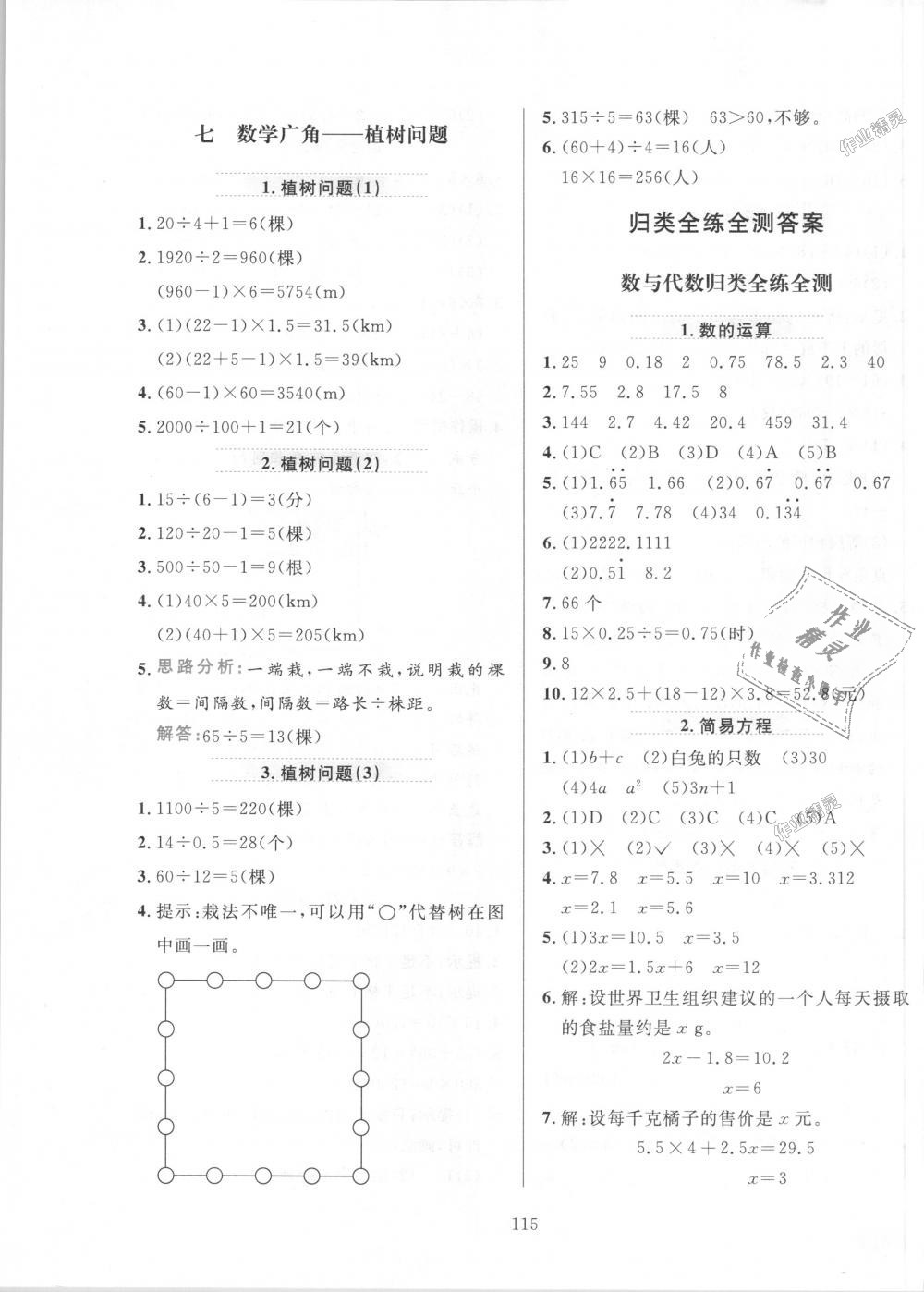 2018年小学教材全练五年级数学上册人教版 第15页