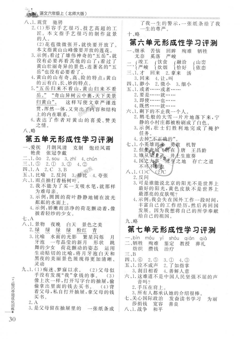 2018年1加1轻巧夺冠优化训练六年级语文上册北师大版银版 第13页