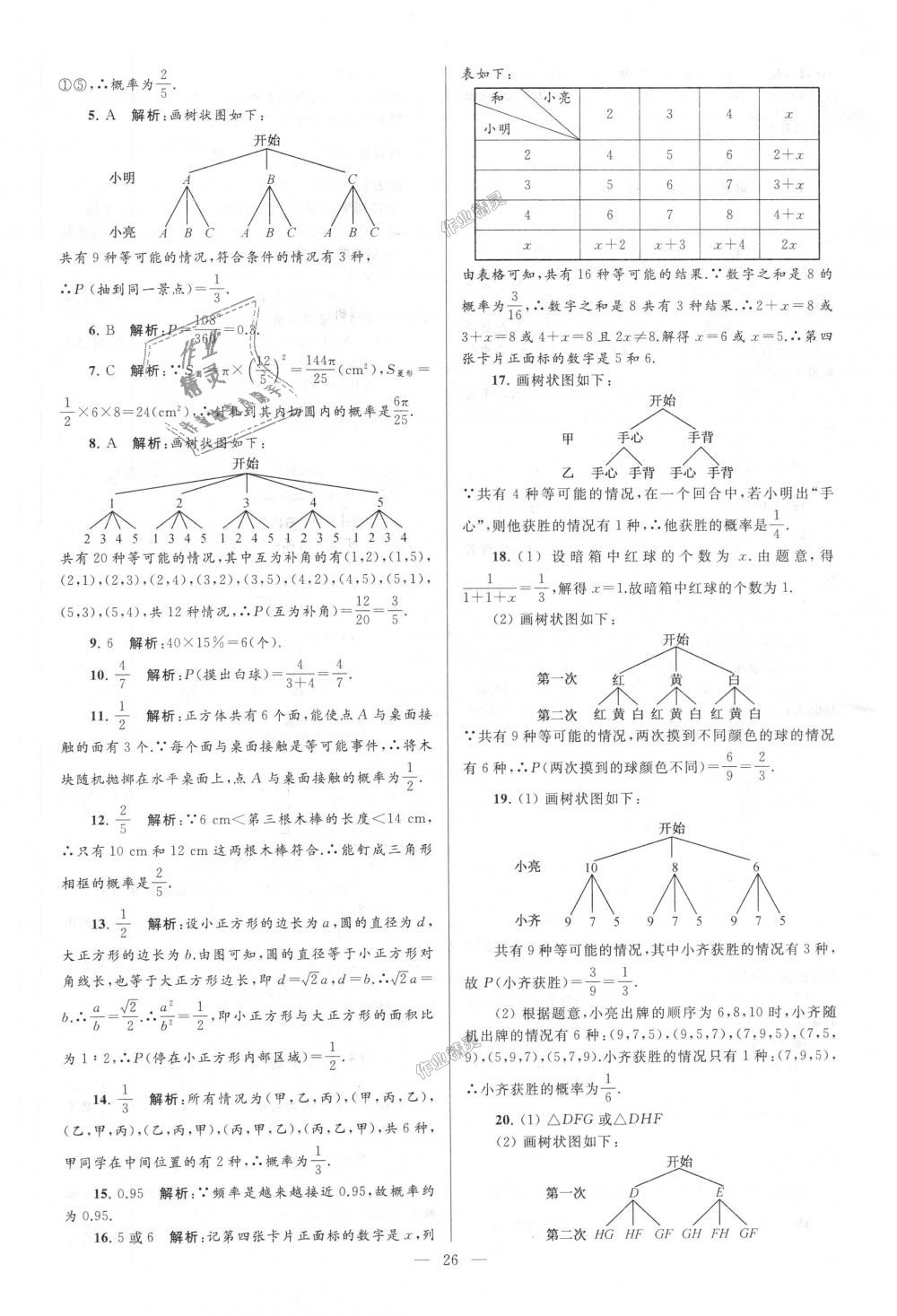 2018年亮點(diǎn)給力大試卷九年級(jí)數(shù)學(xué)上冊(cè)江蘇版 第26頁(yè)