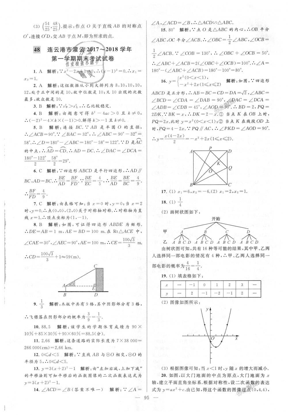 2018年亮點給力大試卷九年級數(shù)學上冊江蘇版 第95頁