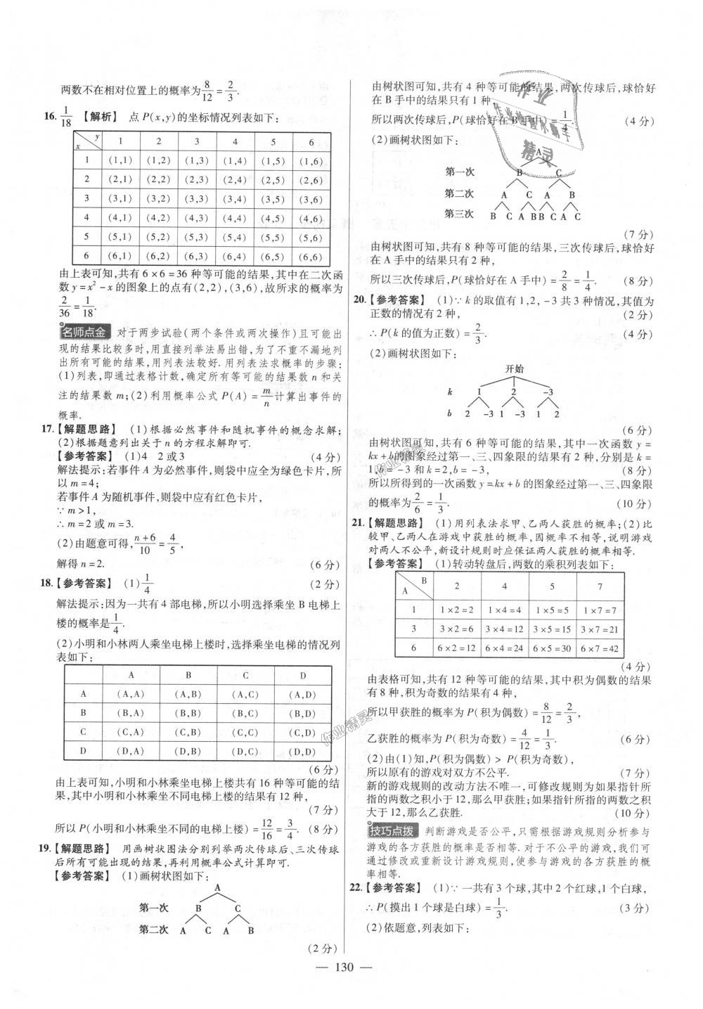 2018年金考卷活頁題選九年級數(shù)學(xué)上冊人教版 第22頁