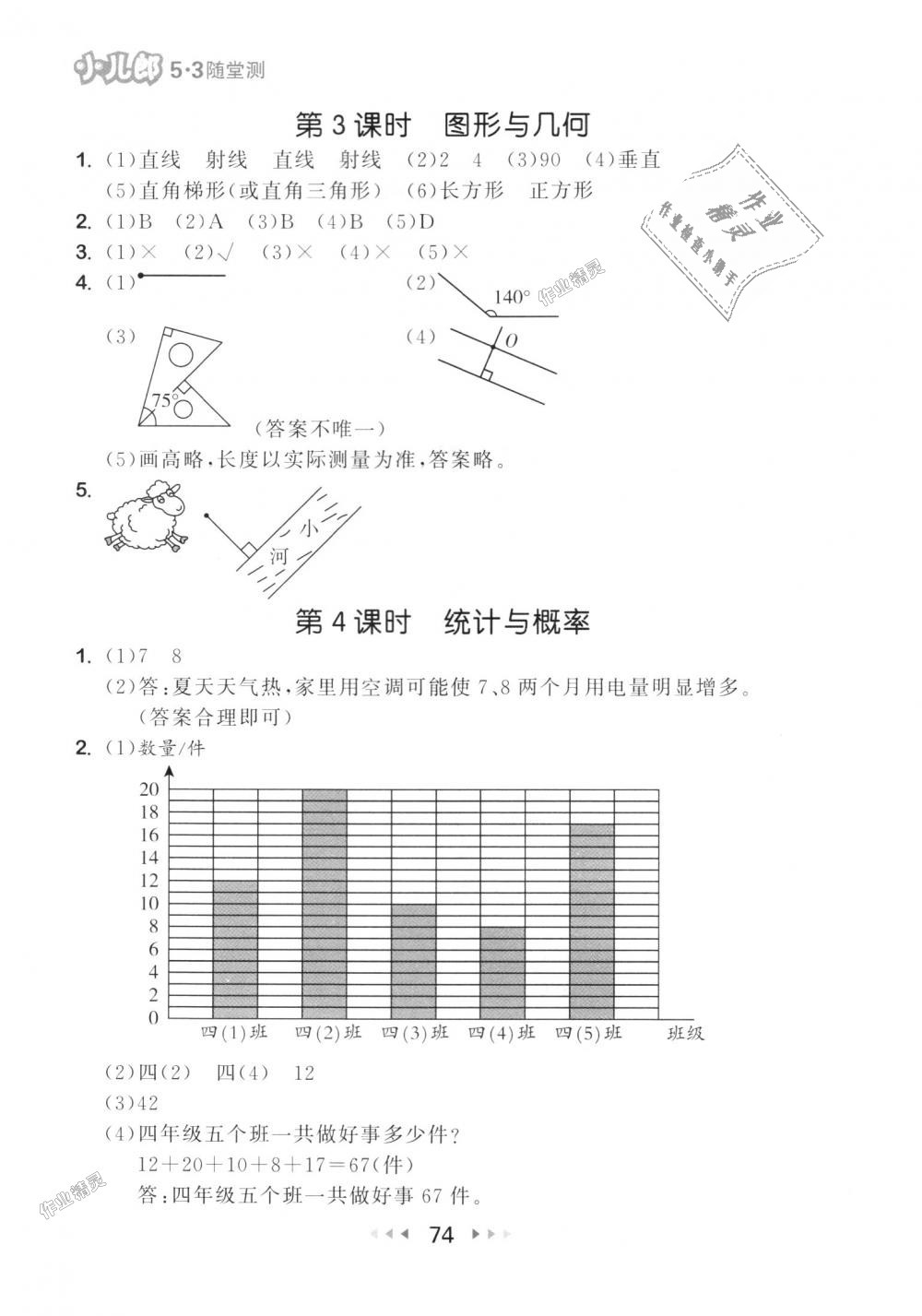 2018年53隨堂測小學(xué)數(shù)學(xué)四年級上冊人教版 第16頁