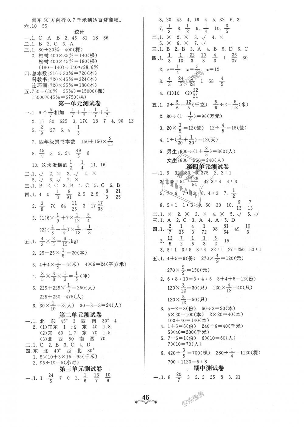 2018年黃岡冠軍課課練六年級數(shù)學(xué)上冊人教版 第6頁