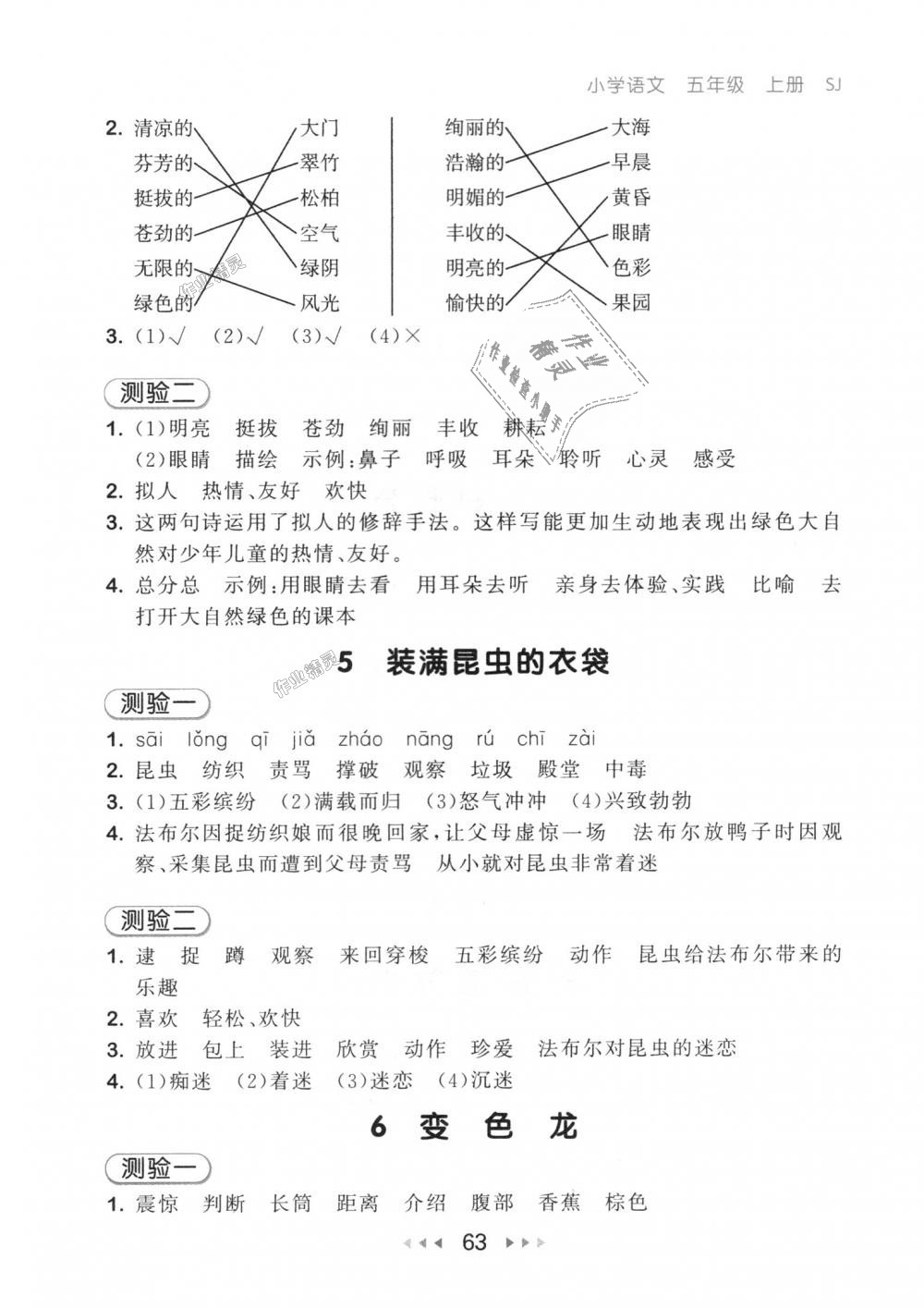 2018年53隨堂測小學(xué)語文五年級上冊蘇教版 第3頁