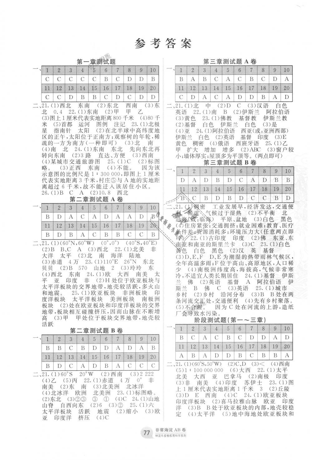 2018年海淀單元測試AB卷七年級地理上冊湘教版 第1頁