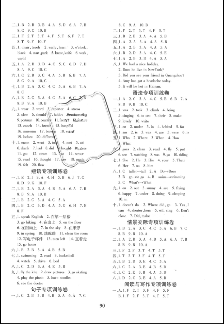 2018年黃岡360°小升初超級卷六年級英語小升初用書人教版 參考答案第2頁