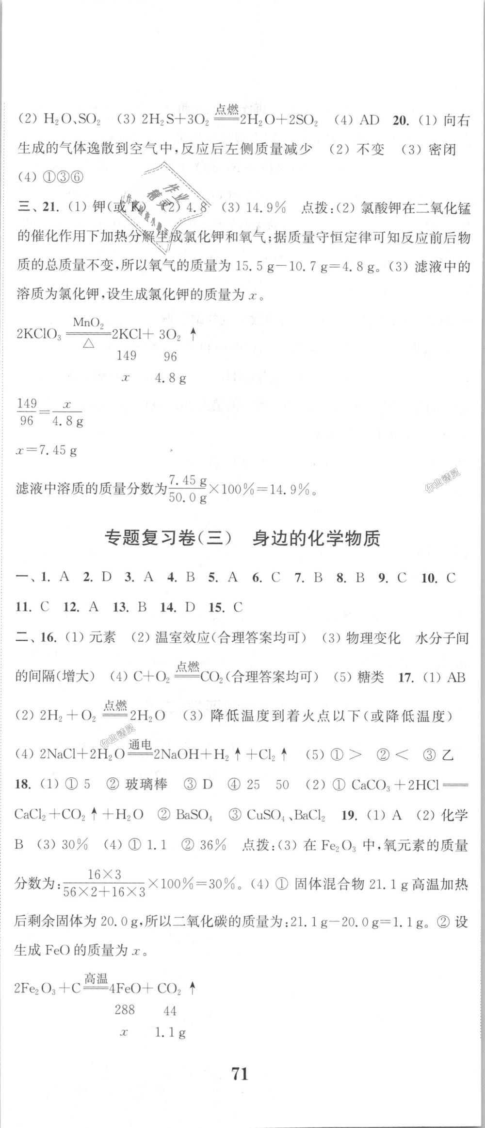 2018年通城學(xué)典初中全程測評卷九年級化學(xué)全一冊人教版 第20頁