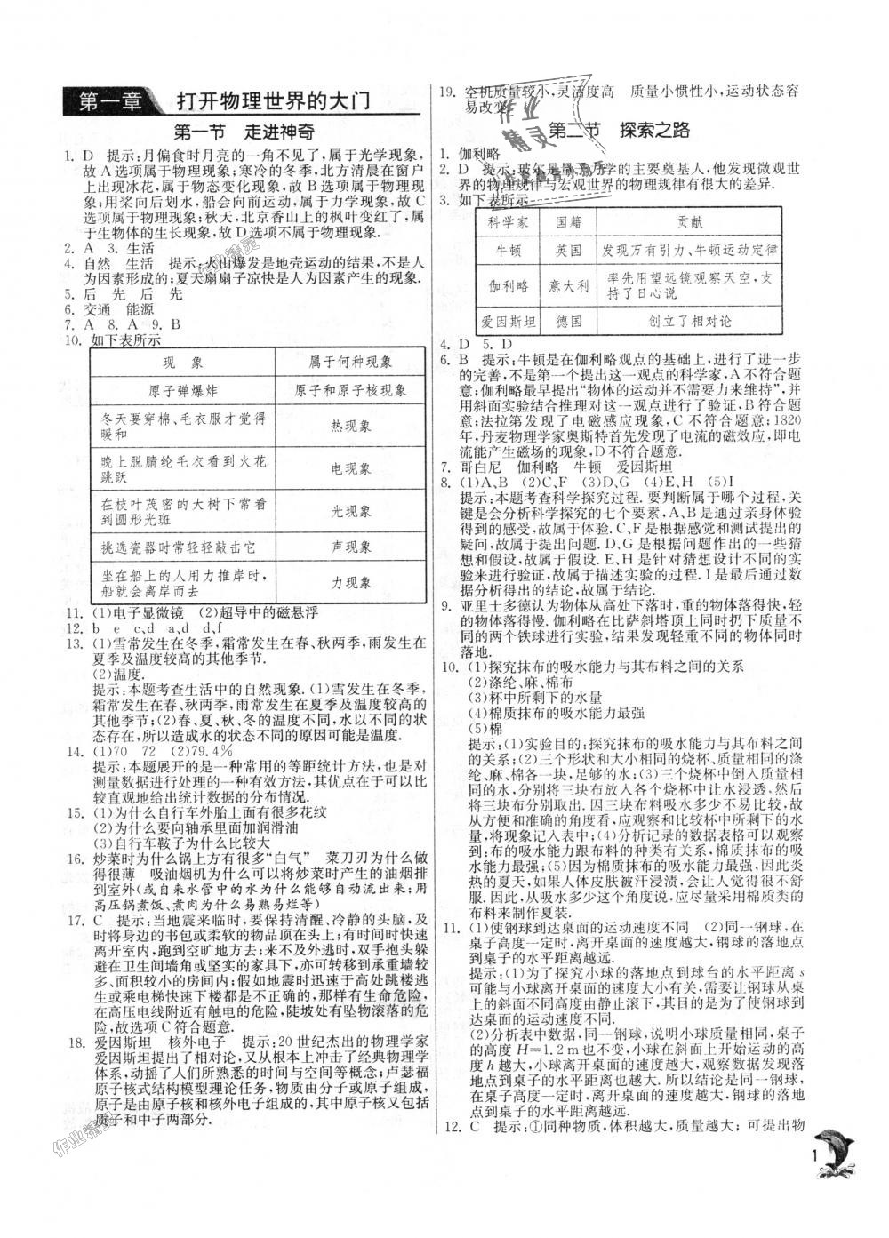 2018年實驗班提優(yōu)訓練八年級物理上冊滬科版 第1頁