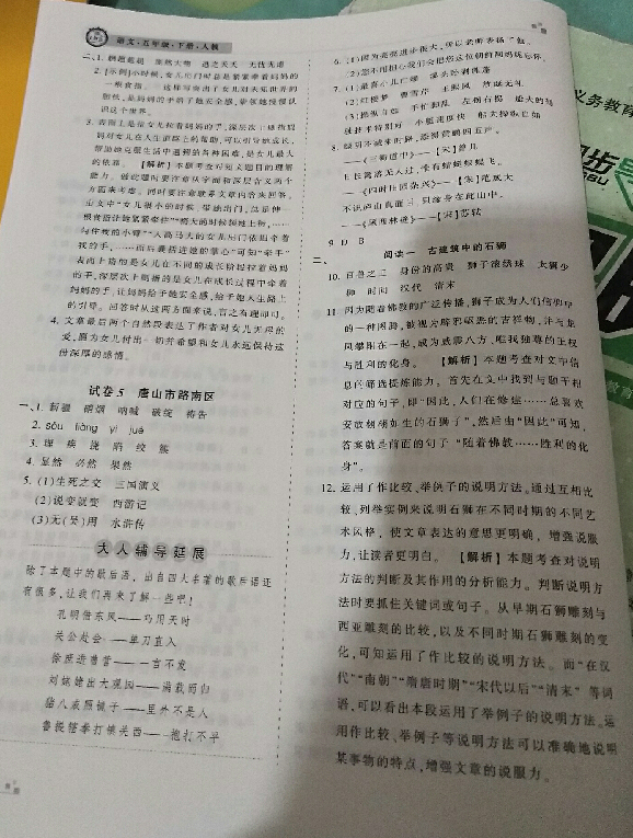 2018年王朝霞各地期末試卷精選五年級語文下冊人教版河北專版 第5頁