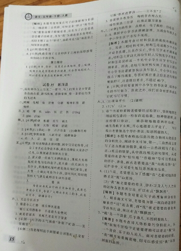 2018年王朝霞各地期末試卷精選五年級語文下冊人教版河北專版 第15頁