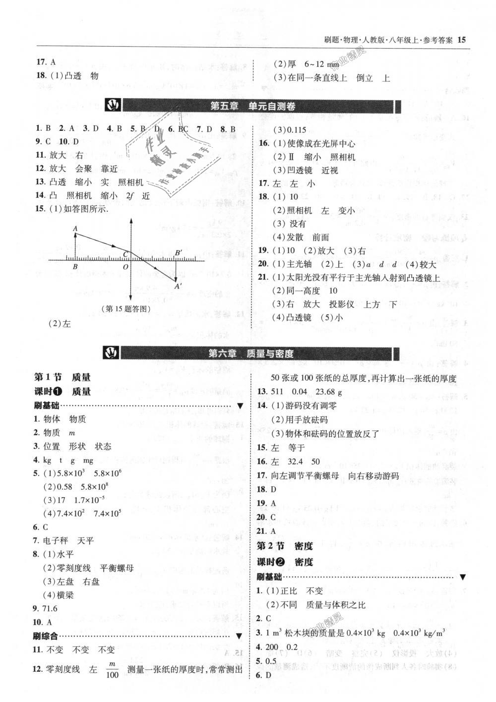 2018年北大绿卡刷题八年级物理上册人教版 第15页